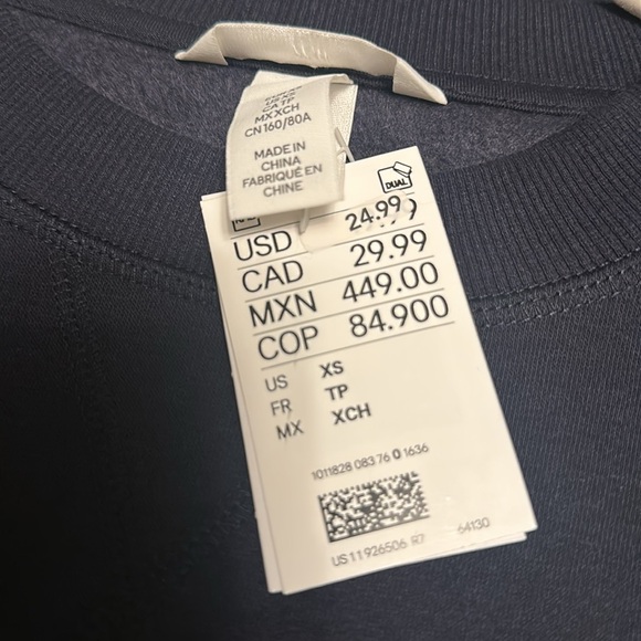 BNWT H&M Navy Blue SOHO Sweatshirt, Sz XS - Picture 6 of 6